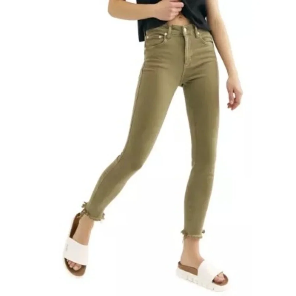 We The Free Raw High-Rise Jegging‎ Army Green size 25 Free People